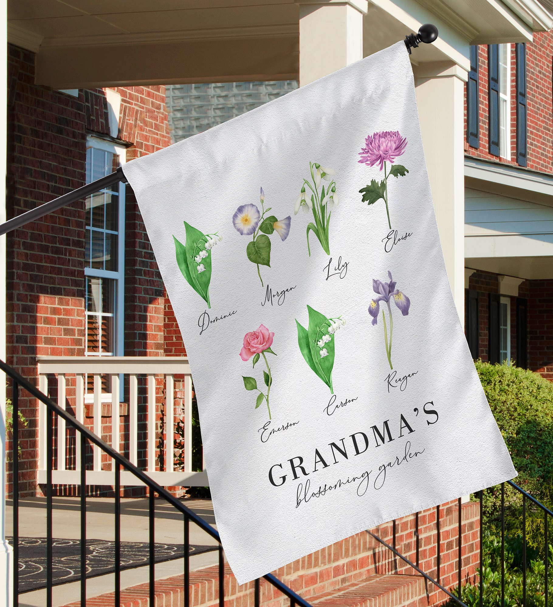 Birth Month Flower Personalized House Flag